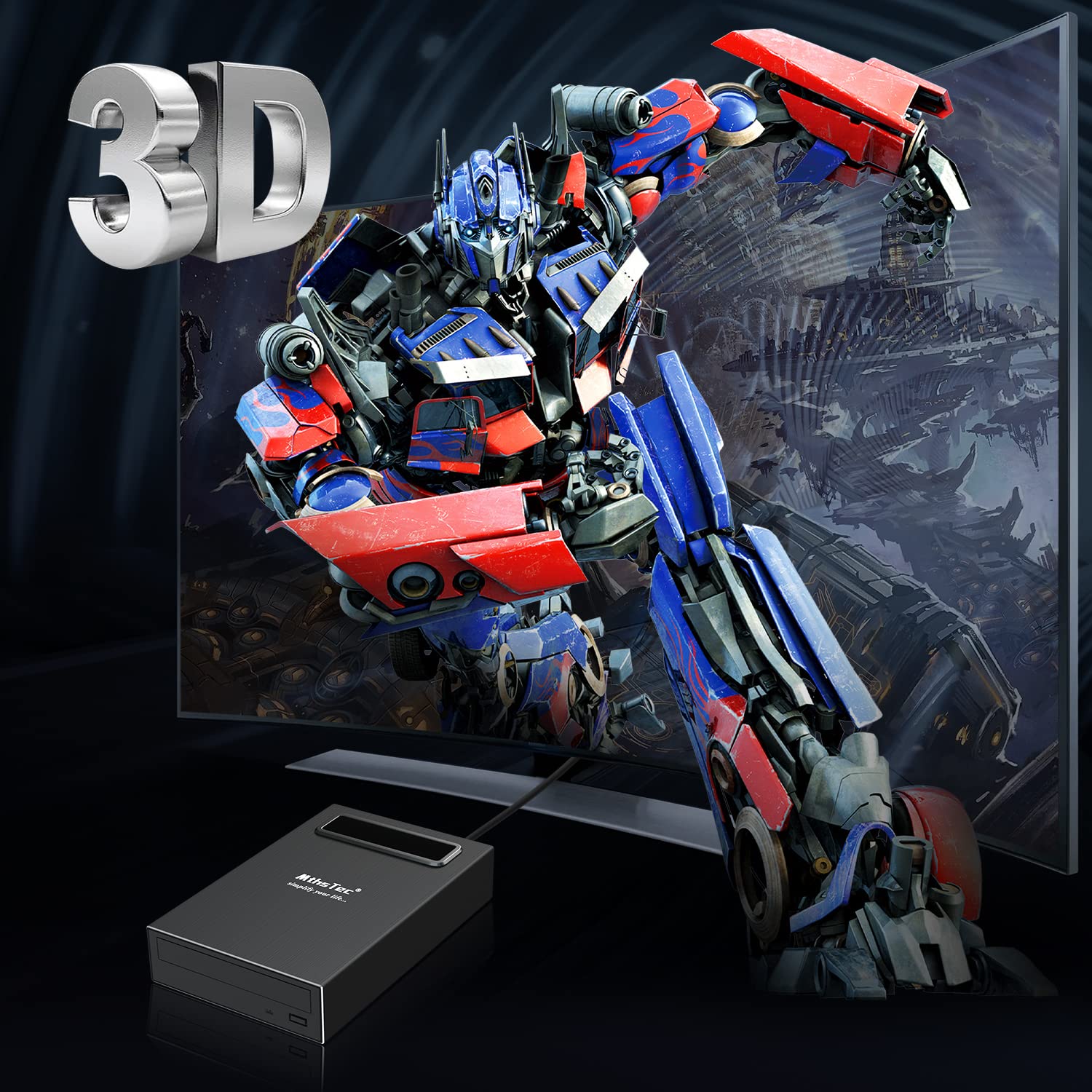 Mthstec 4 In 1 External Blu Ray Drive, 16X Usb 3.0 And Type C External Bluray Drive, Multi Function Fast Charging Desktop Bd/Cd/